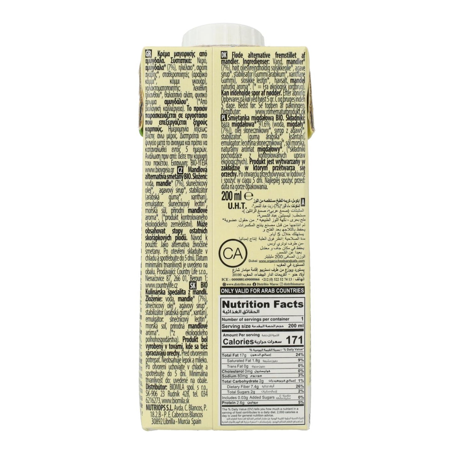 Preparado culinario Cuisine Almendra Ecomil 200 ml