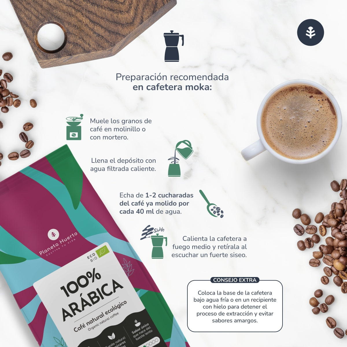 Pack 3x Café en grano Eco 100% Arábica Planeta Huerto 1 Kg
