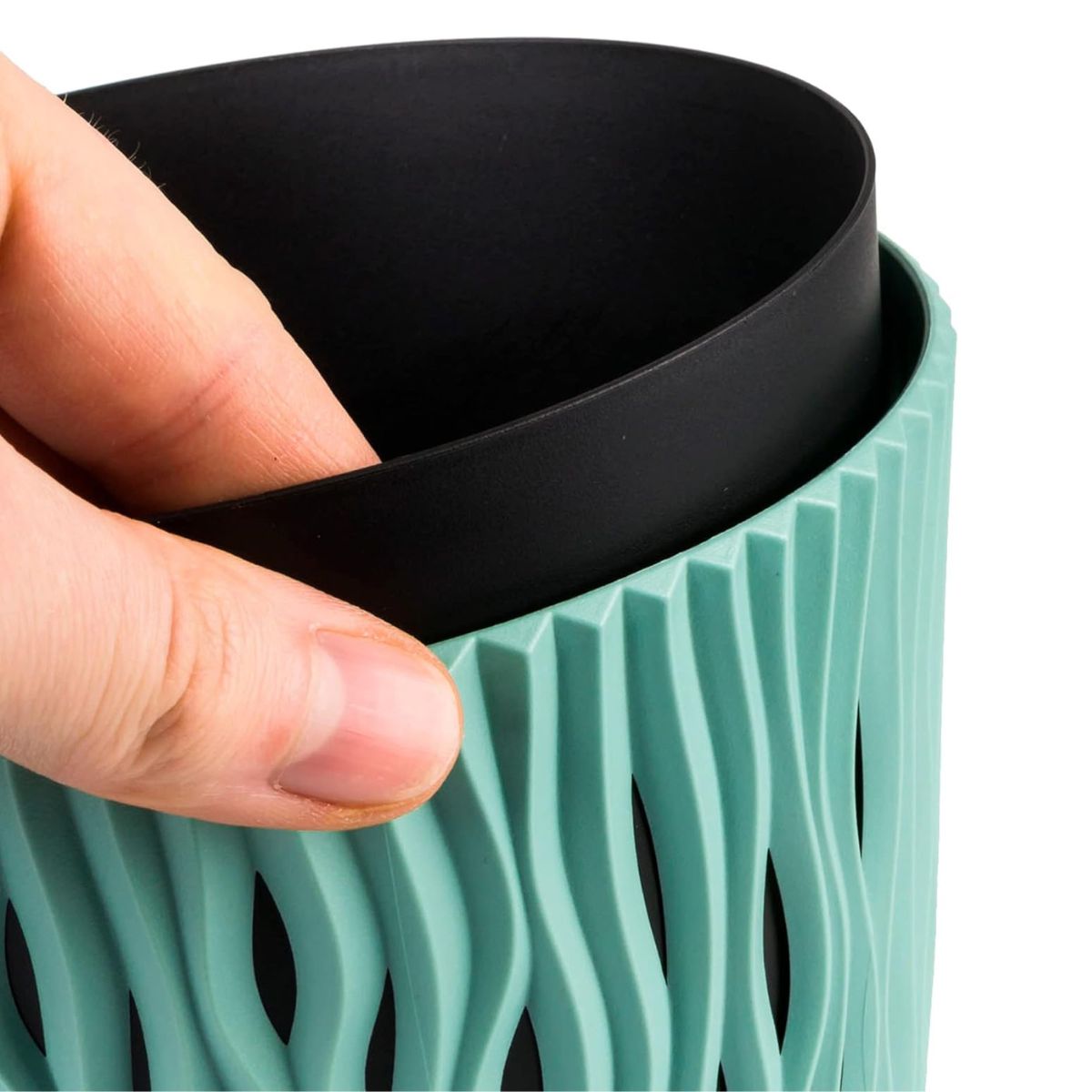 Maceta Duna con inserto turquesa D 22 x 19