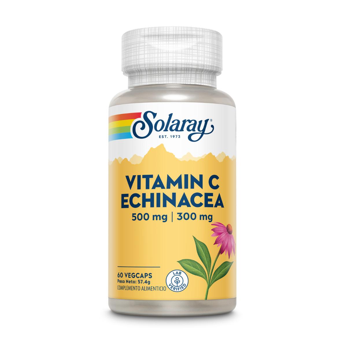 Vitamina C (500 mg) & Echinacea (300 mg) Solaray 60 Vegcaps
