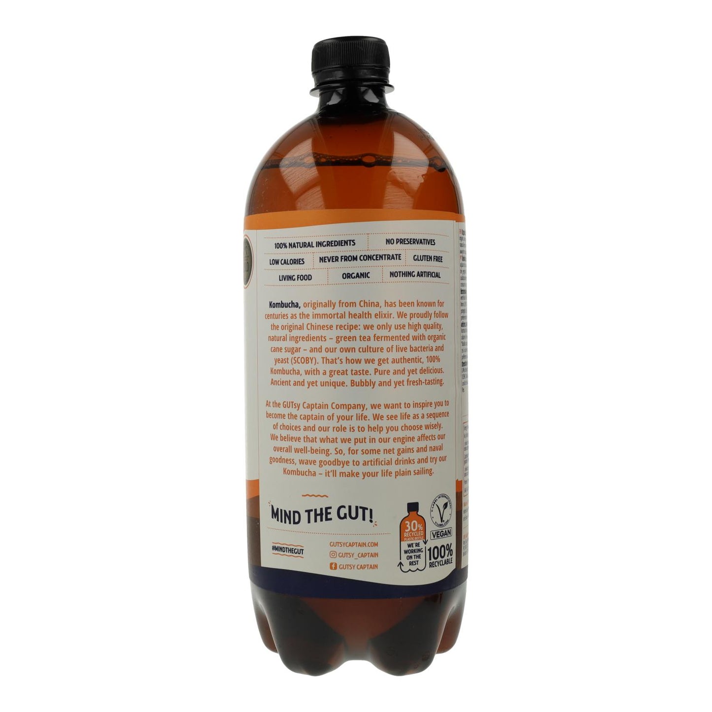 Bebida Kombucha BIO Jengibre y Limón Captain Kombucha 1 L