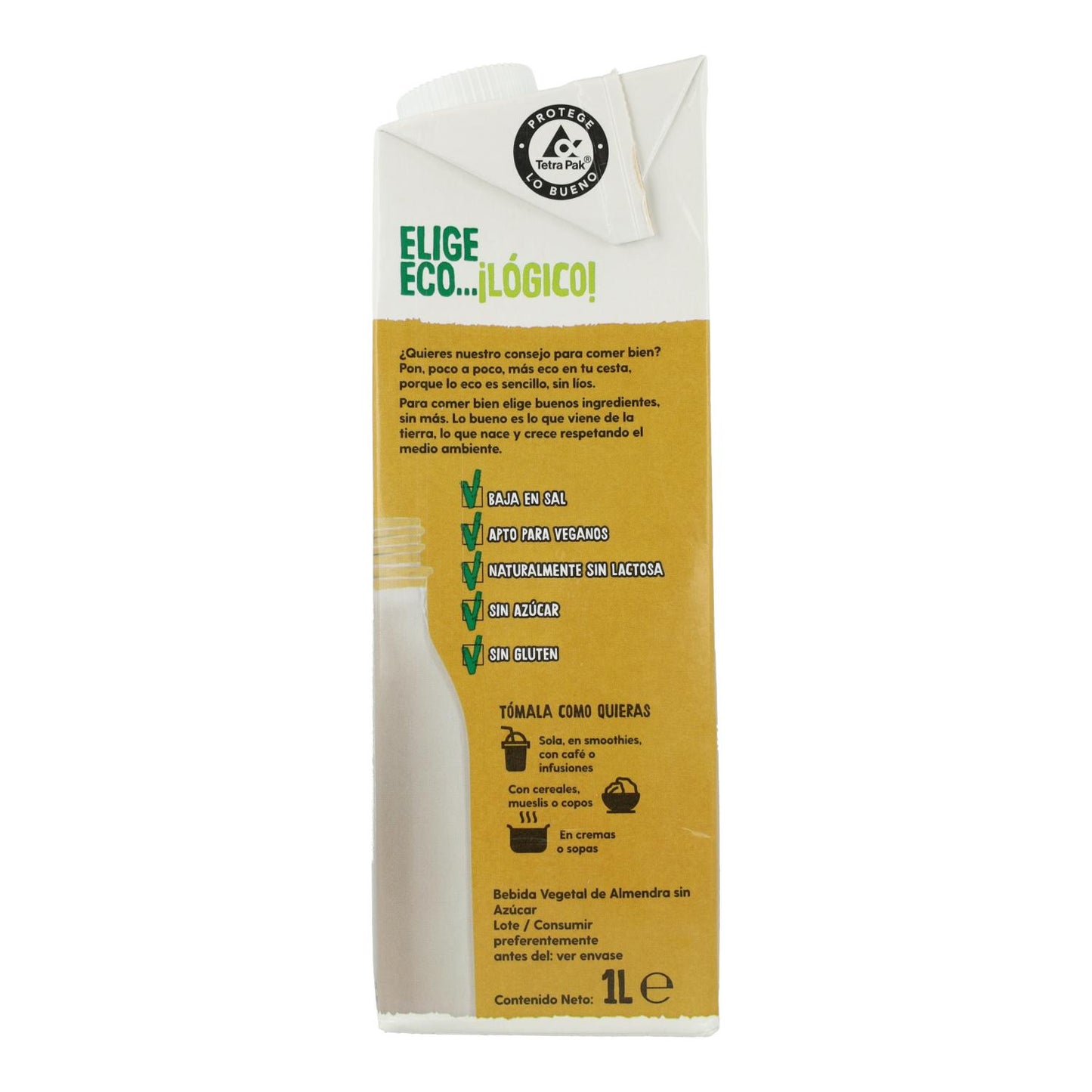 Bebida Vegetal De Almendra 0% Azúcar Bio, 1L Ecocesta