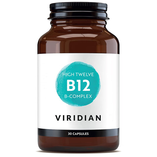 HIGH TWELVE™ Vitamina B12 con B-Complex Viridian, 30 cápsulas veganas