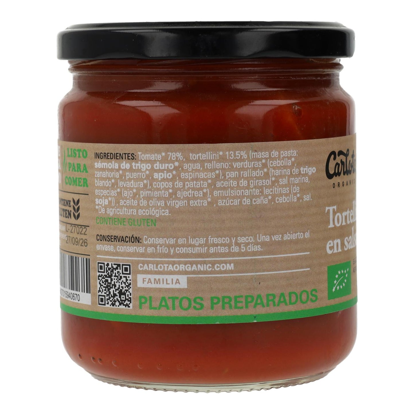 Tortellini Verduras Salsa Tomate 350 Gr Eco