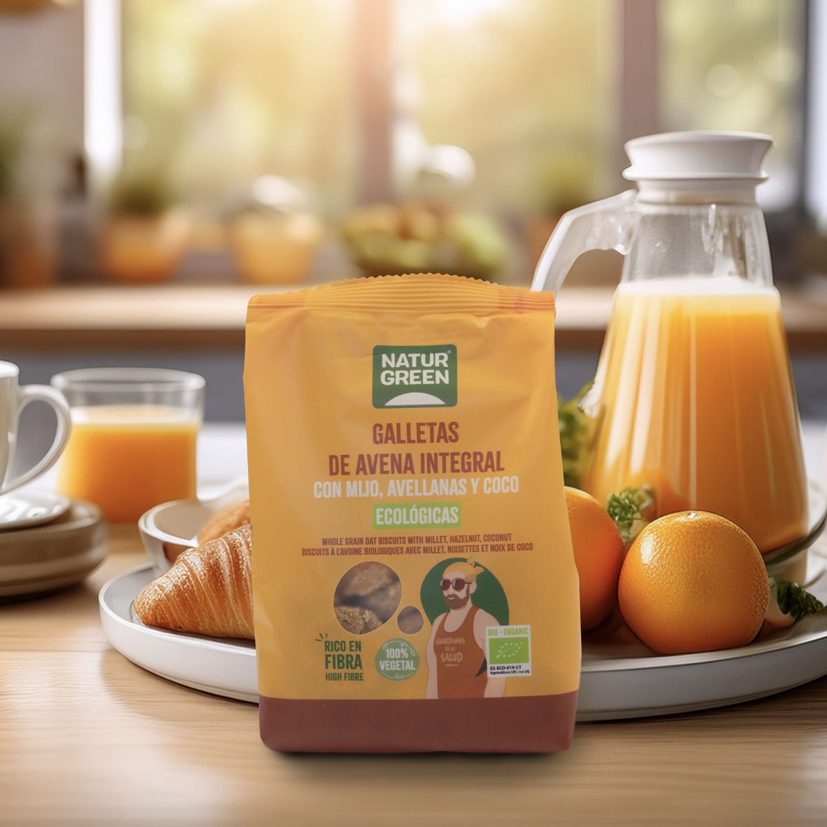 Galleta de Avena Integral con mijo, avellanas y coco Bio NaturGreen 140 g