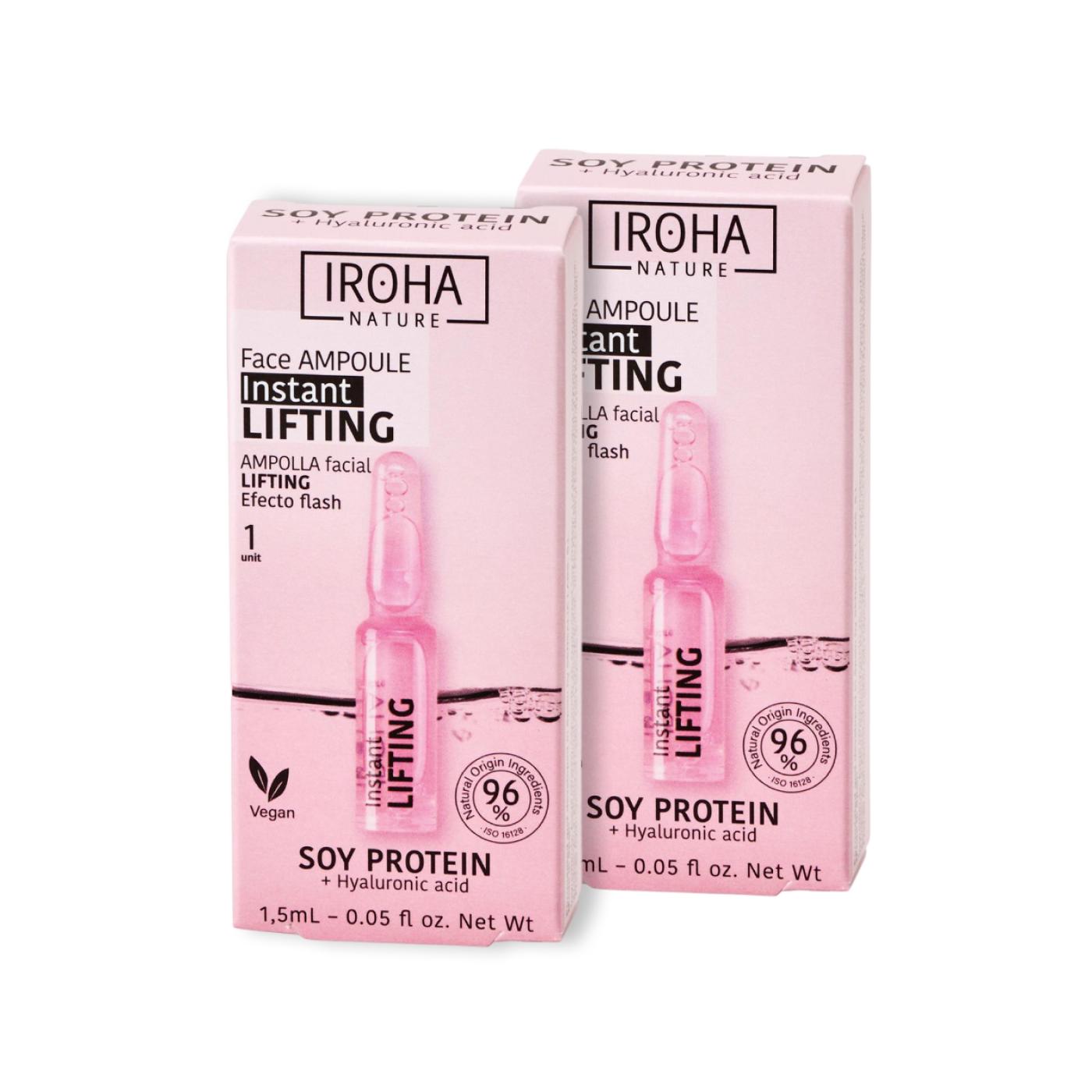 Pack 2x1 Ampolla Facial Flash Lifting Proteína de soja Iroha Nature 1,5 ml