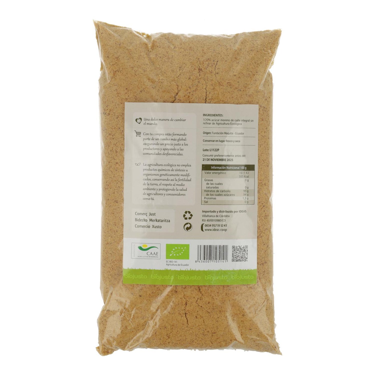 Panela BIO azúcar moreno de caña integral Ideas 1Kg