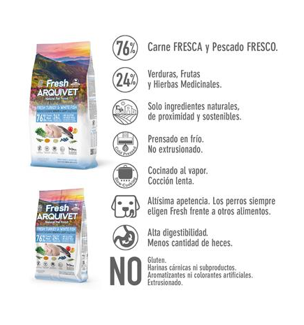 Fresh Senior Light Turkey & White Arquivet 2,5 Kg Alimento semihúmedo para perros