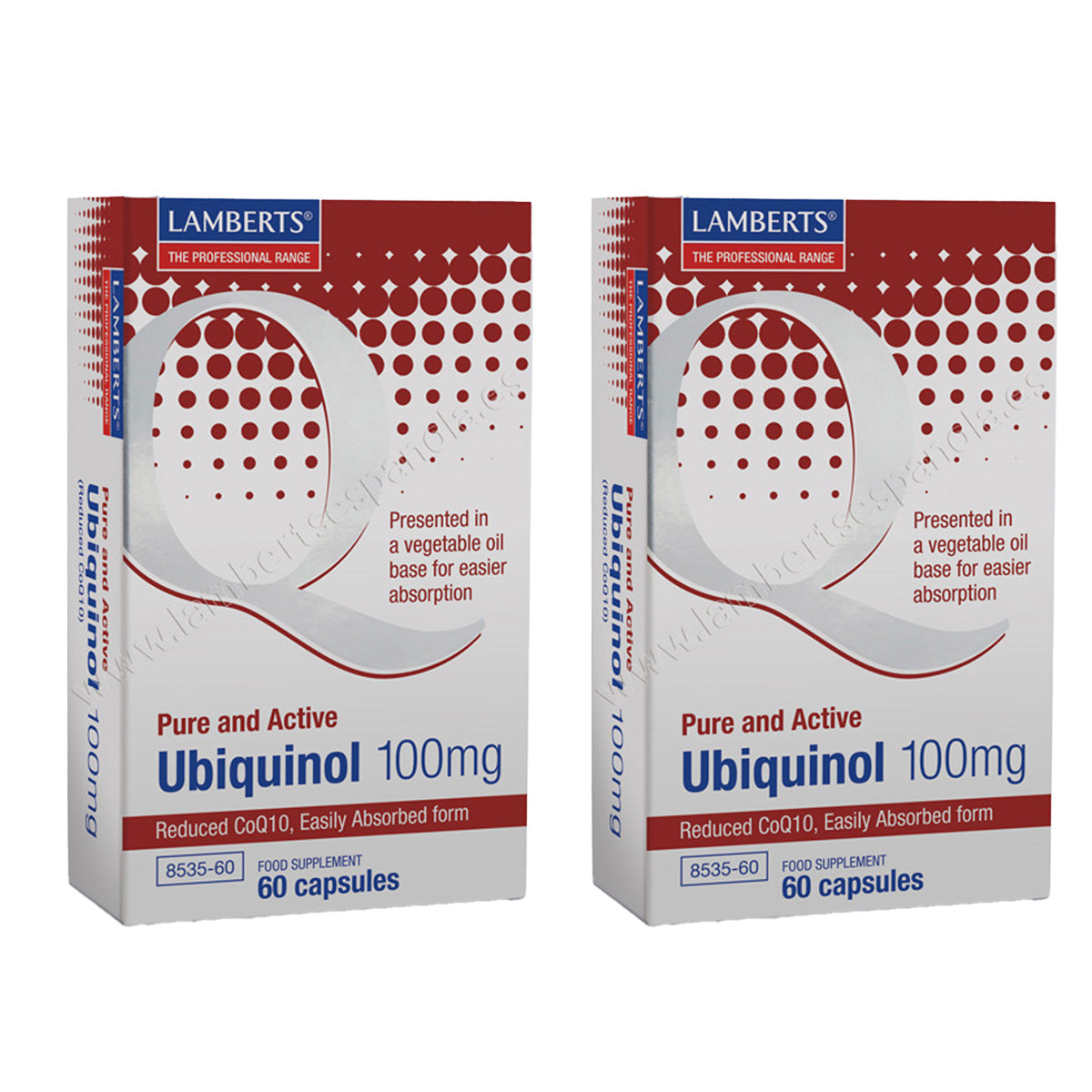 Pack 2x Ubiquinol 100 mg. Puro y Activo, Lamberts