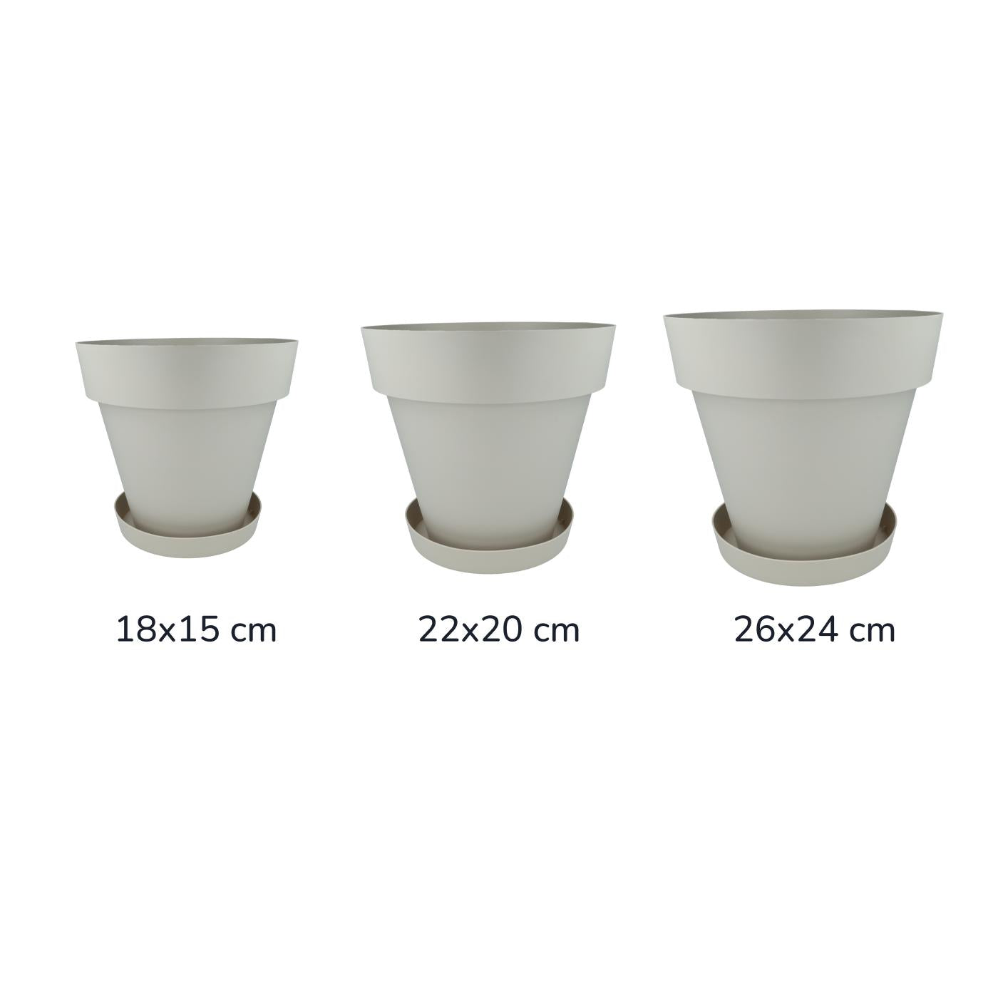 Pack maceta con plato color crudo Tes 18 x 15 cm