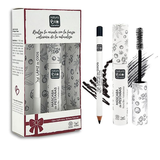 Caja Regalo Duo Maquillaje Ojos NaturaBIo Cosmetics, Lápiz de Ojos Negro + Máscara de Pestañas Negro Volumen, Natubio Cosmetics