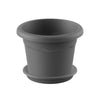 Pack maceta redonda con plato color antracita Terra 26 x 19 cm