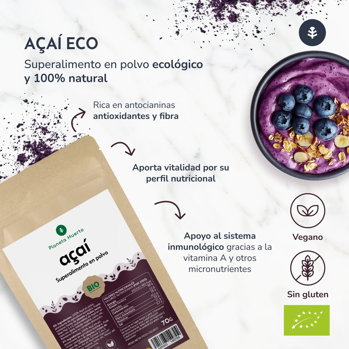 Açaí en polvo ECO Planeta Huerto 1 kg