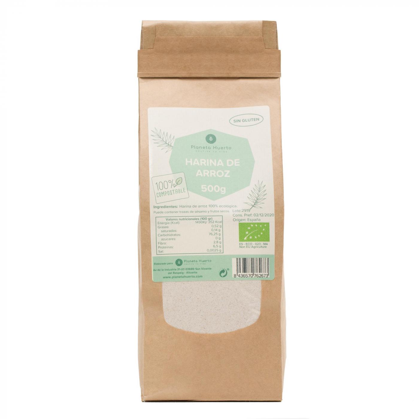 Harina de Arroz integral Sin Gluten ECO Planeta Huerto 500 g