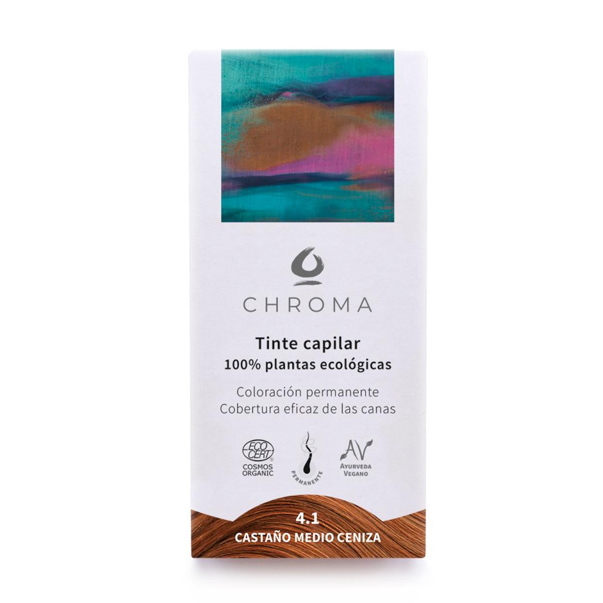 Tinte capilar 4.1 castaño medio ceniza Chroma tintes 100 g
