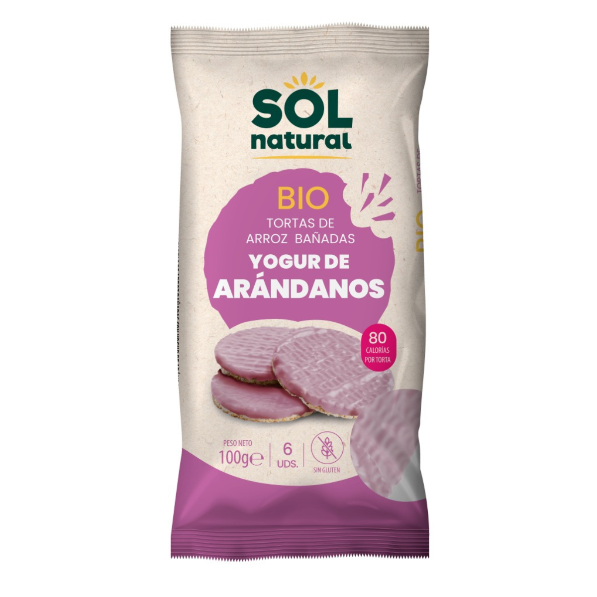 Tortitas de arroz de yogur de arándanos Sol Natural 100 gr