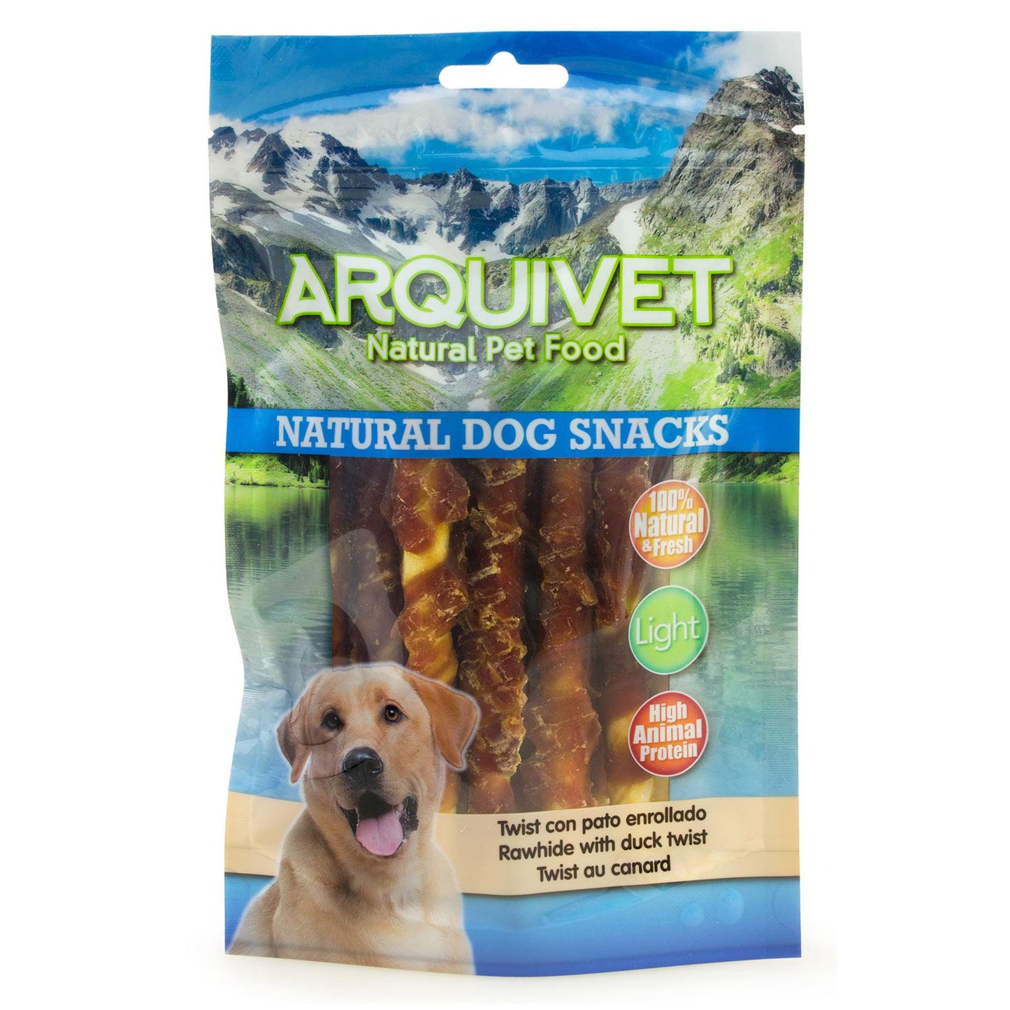 Snack natural para perros  Twist de pato enrollado Arquivet 13cm   100gr