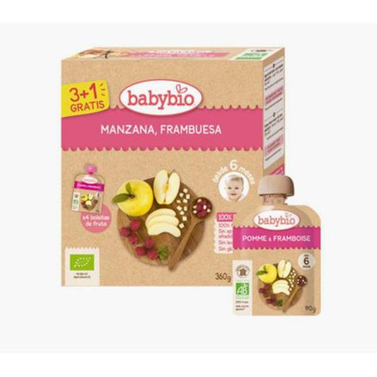 REGALO Pouche Manzana y Frambuesa, 4x90 g. Babybio