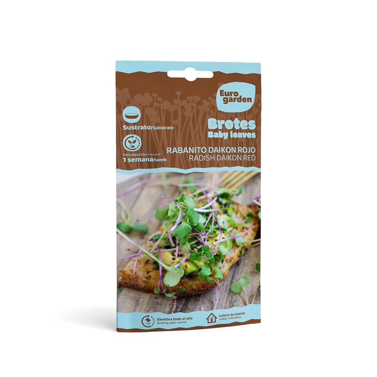 Semillas brotes Rabanito Daikon Rojo Eurogarden