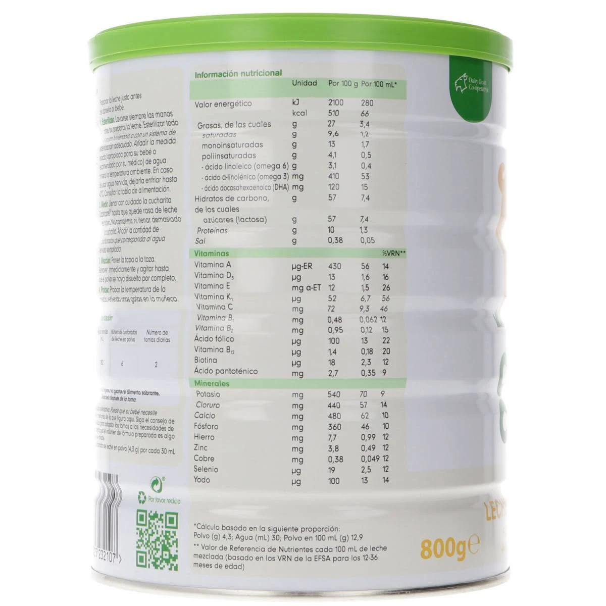 Leche de crecimiento 3 Capricare 800 gr