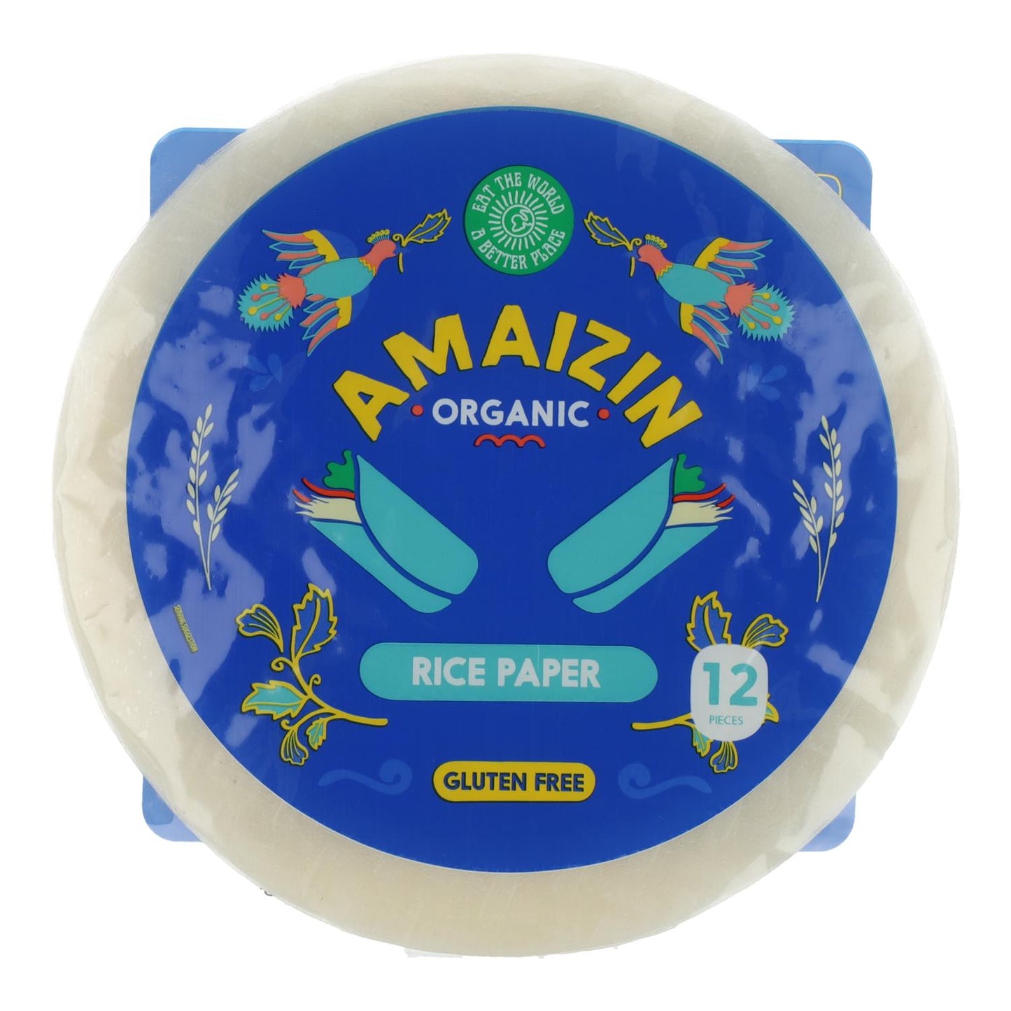 Papel de arroz para rollitos Amaizin, 12 tortitas