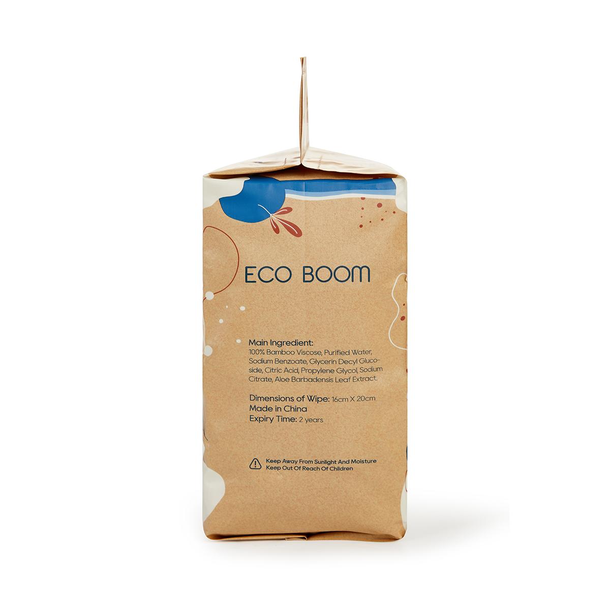 Pack 4x Toallitas biodegradables de Bambú Ecoboom 60 uds