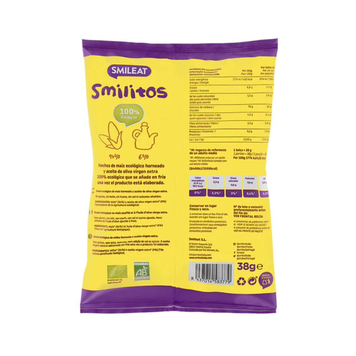 Smilitos, gusanitos de maíz ecológico Smileat, 38g