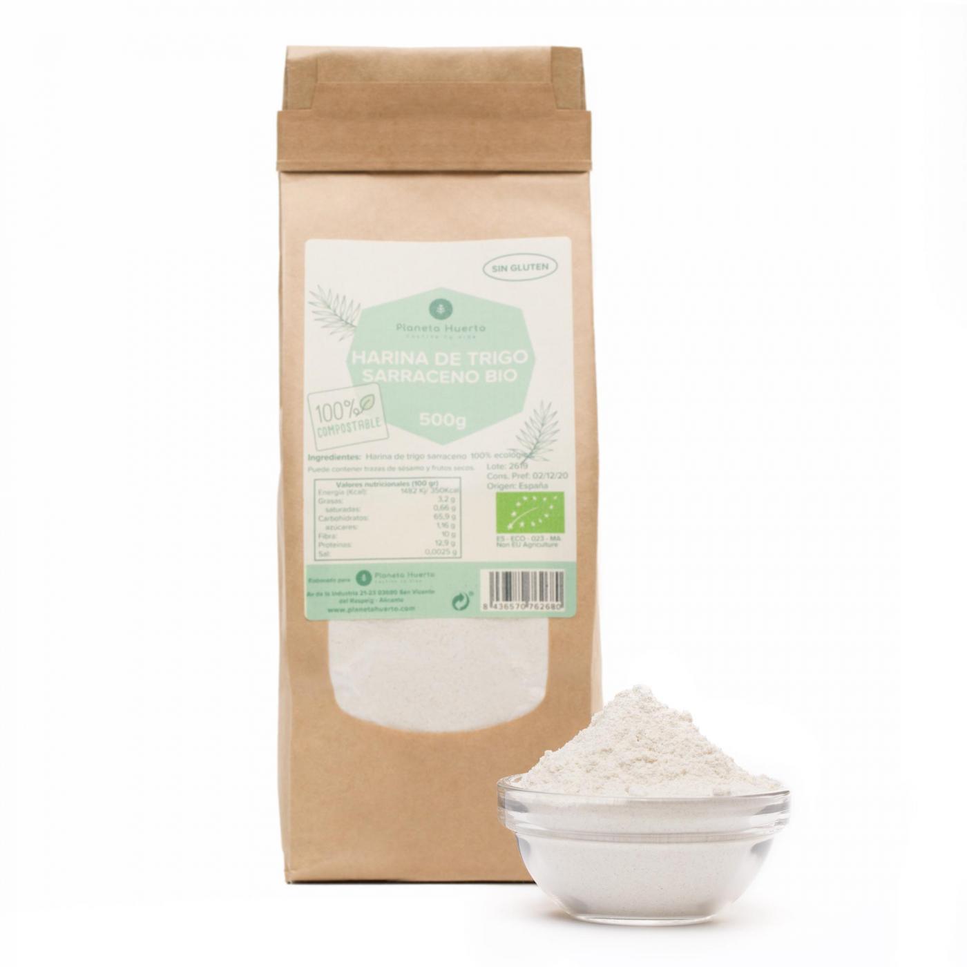 Harina de Trigo Sarraceno ECO, Sin Gluten, Planeta Huerto, 500 g