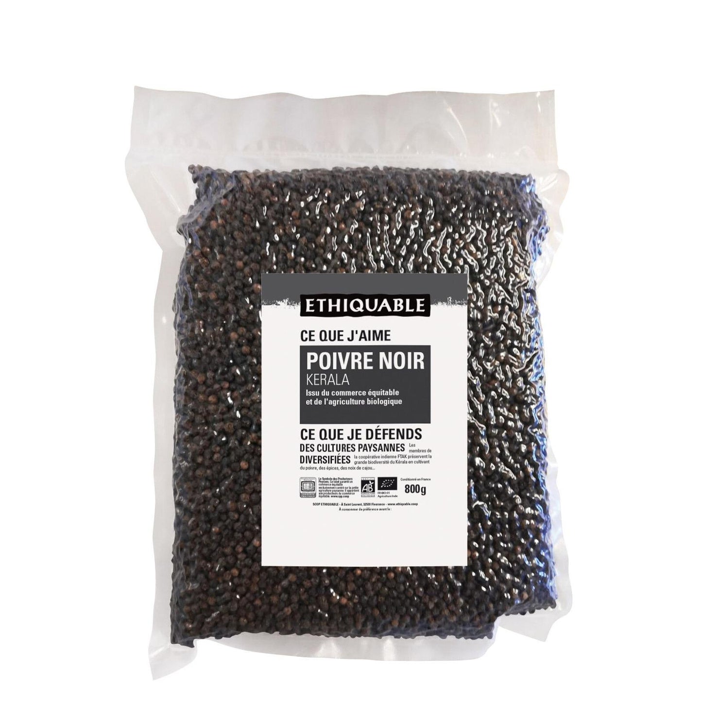 Pimienta negra en grano granel BIO 800 g