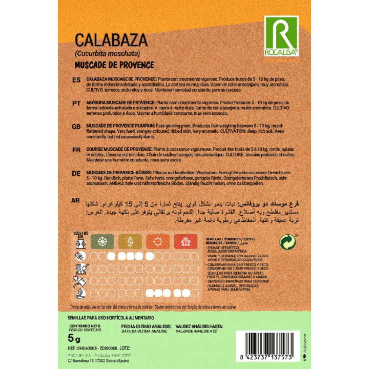 Semillas de Calabaza muscade de provence