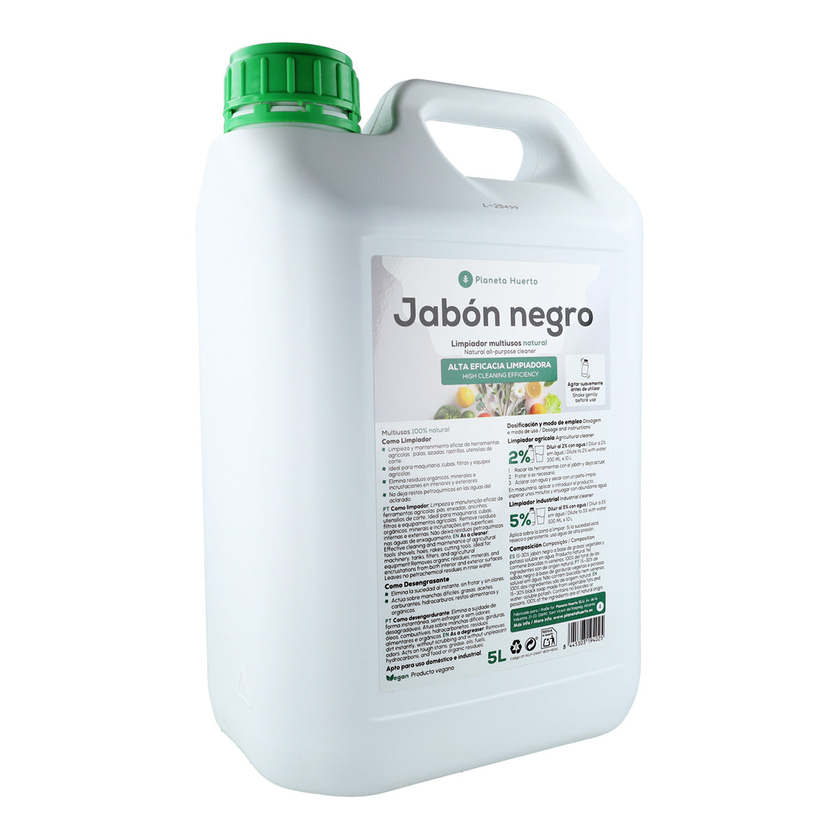 Jabón potásico Negro Planeta Huerto 5 L
