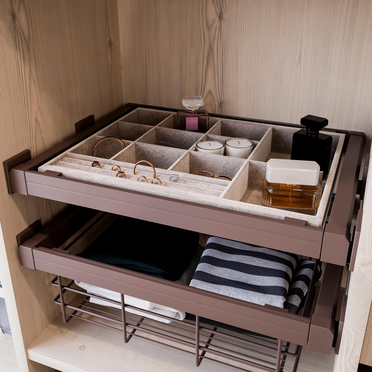 Emuca Kit Joyero y Bastidor de guías, regulable Módulo 60