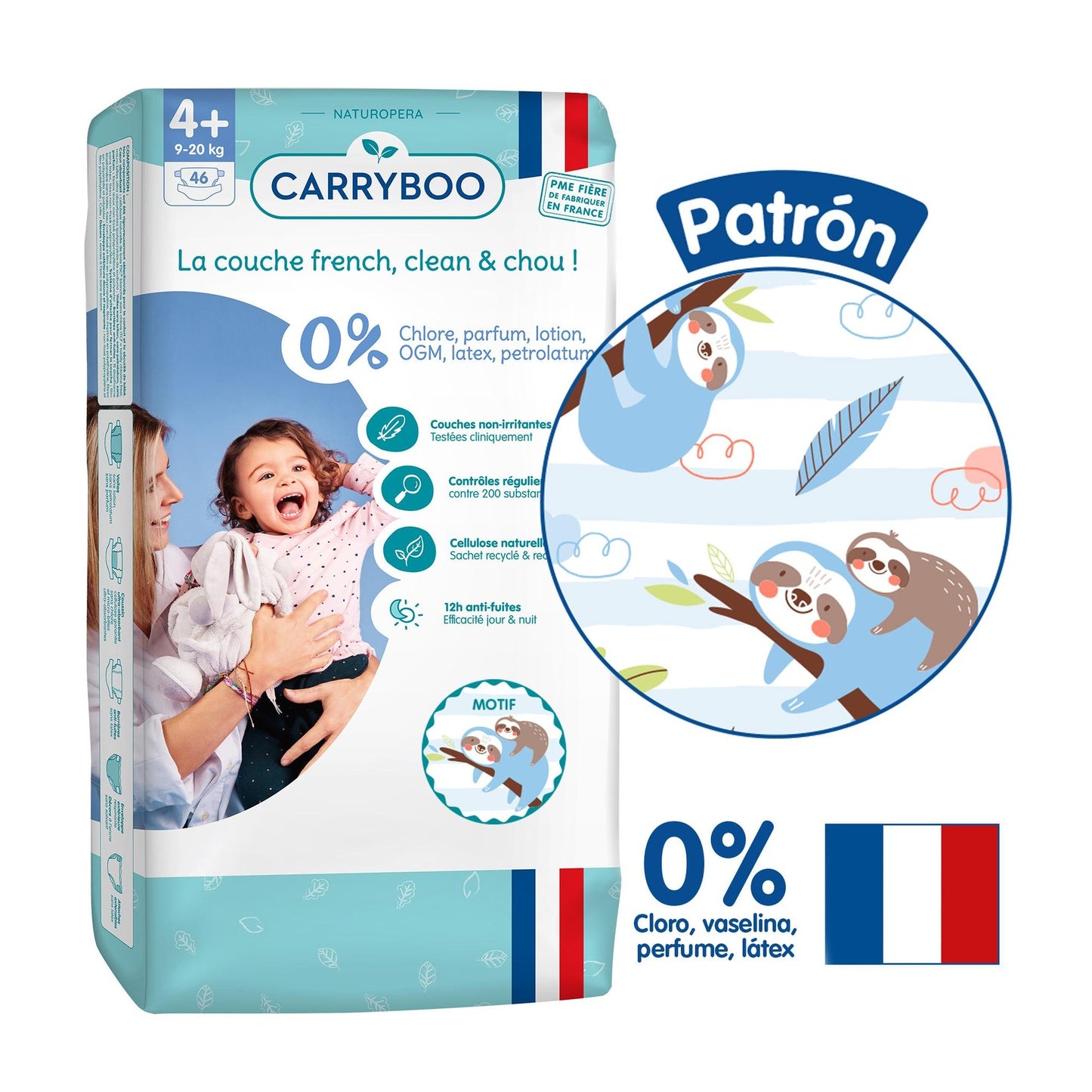 CARRYBOO - Pañales Ecológicos T4+ (9-20kg) - Jumbo 46 pañales