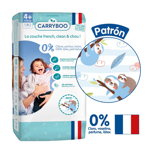 CARRYBOO - Pañales Ecológicos T4+ (9-20kg) - Jumbo 46 pañales