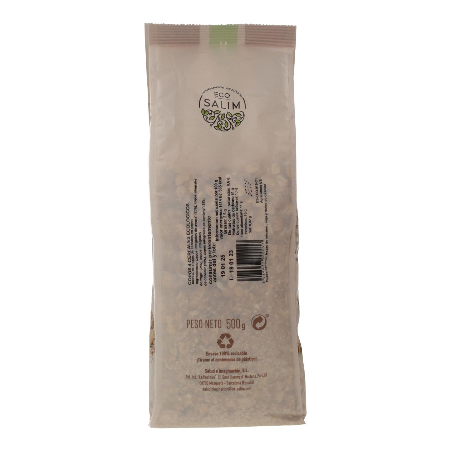 Copos integrales 4 cereales ecológicos Eco Salim 500 g