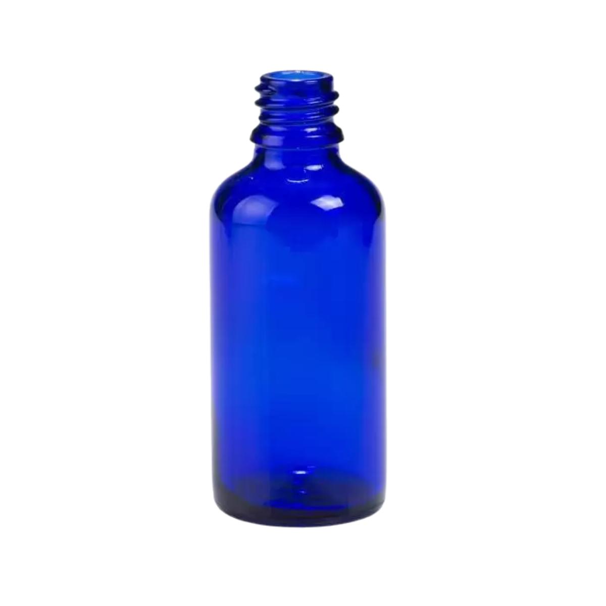 Botella de vidrio azul. Camassia