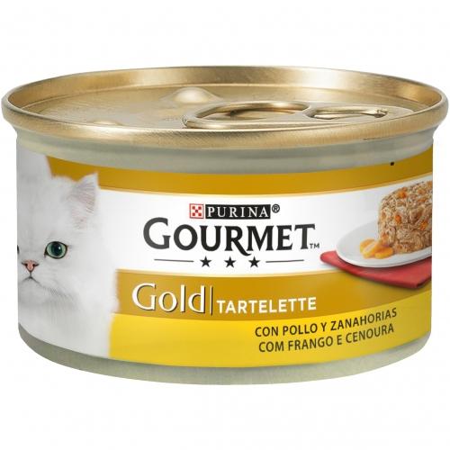 Pack 24 x GOURMET GOLD Tartaleta Pollo y Zanahoria Comida húmeda 85 g