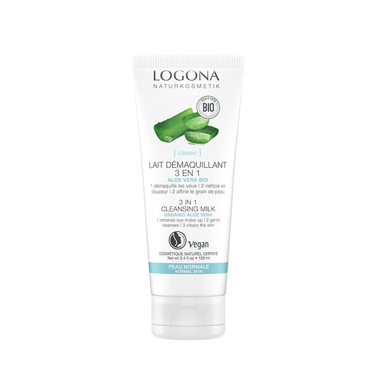 Leche Limpiadora 3 En 1 Aloe Vera, LOGONA, 100ml