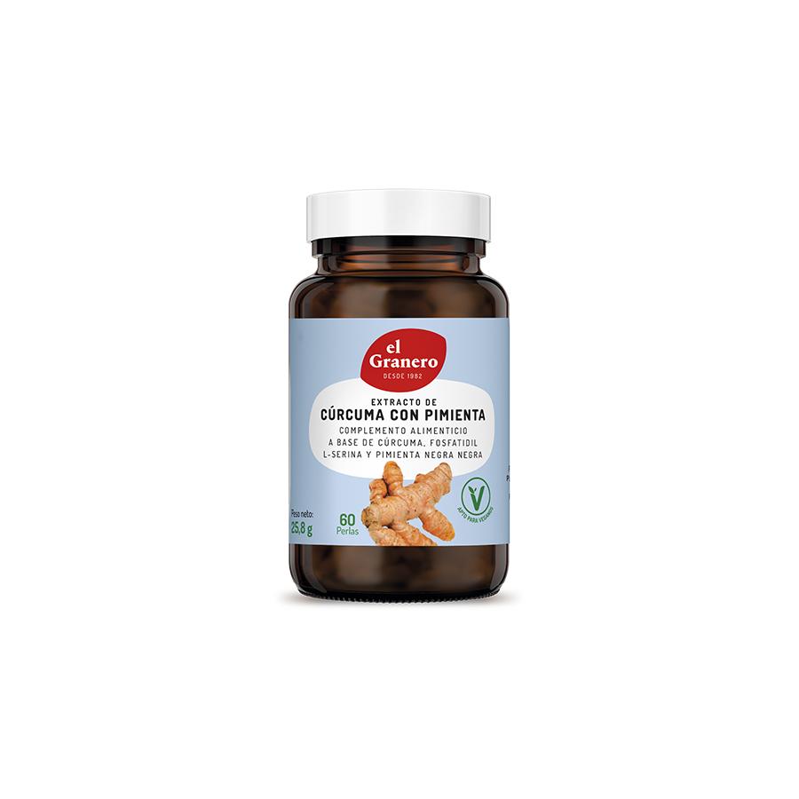Extracto Curcuma + pimienta El Granero, 60 cápsulas