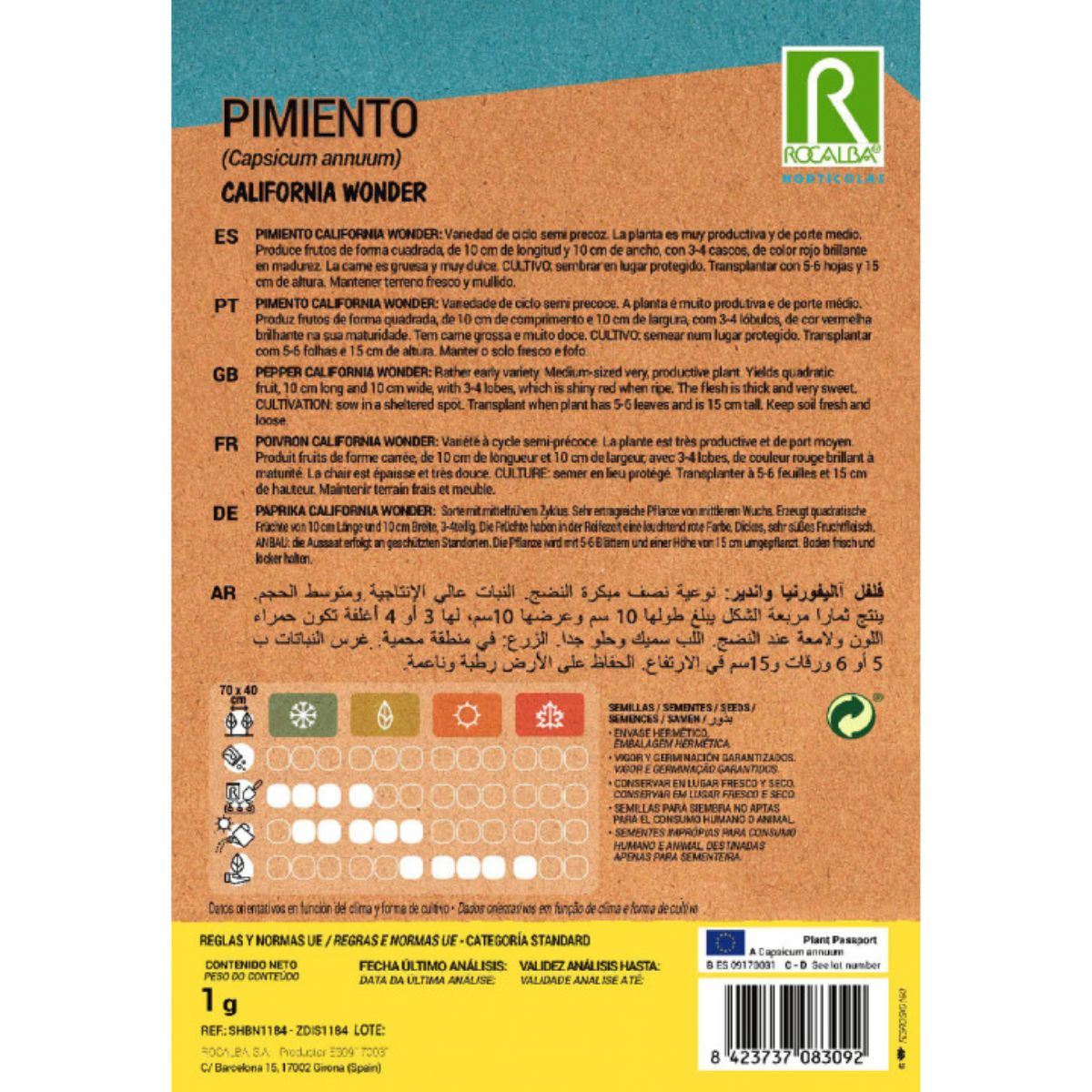 Semillas de Pimiento california wonder