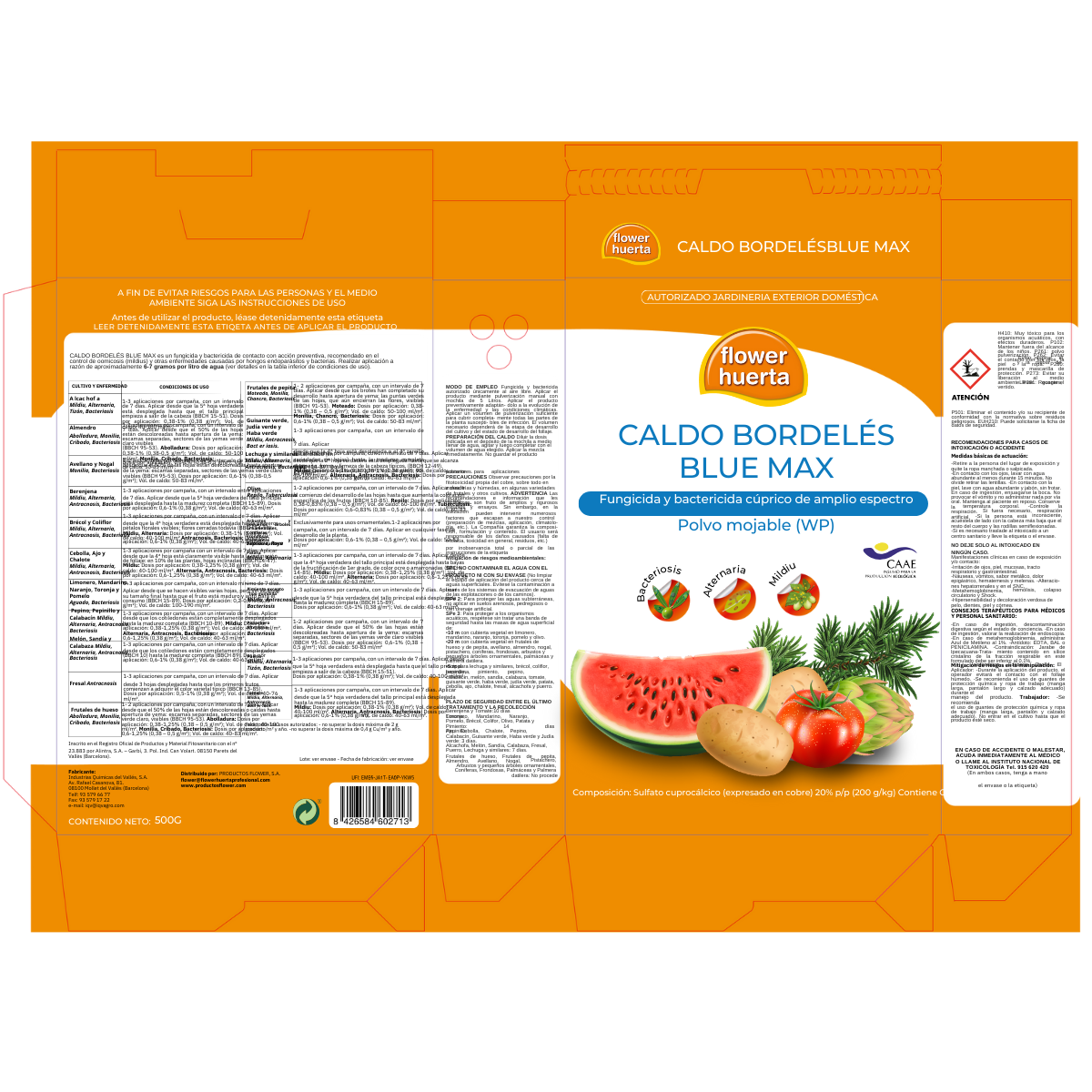 Fungicida bactericida Bluemax Caldo Bordelés 500 g Flower Huerta