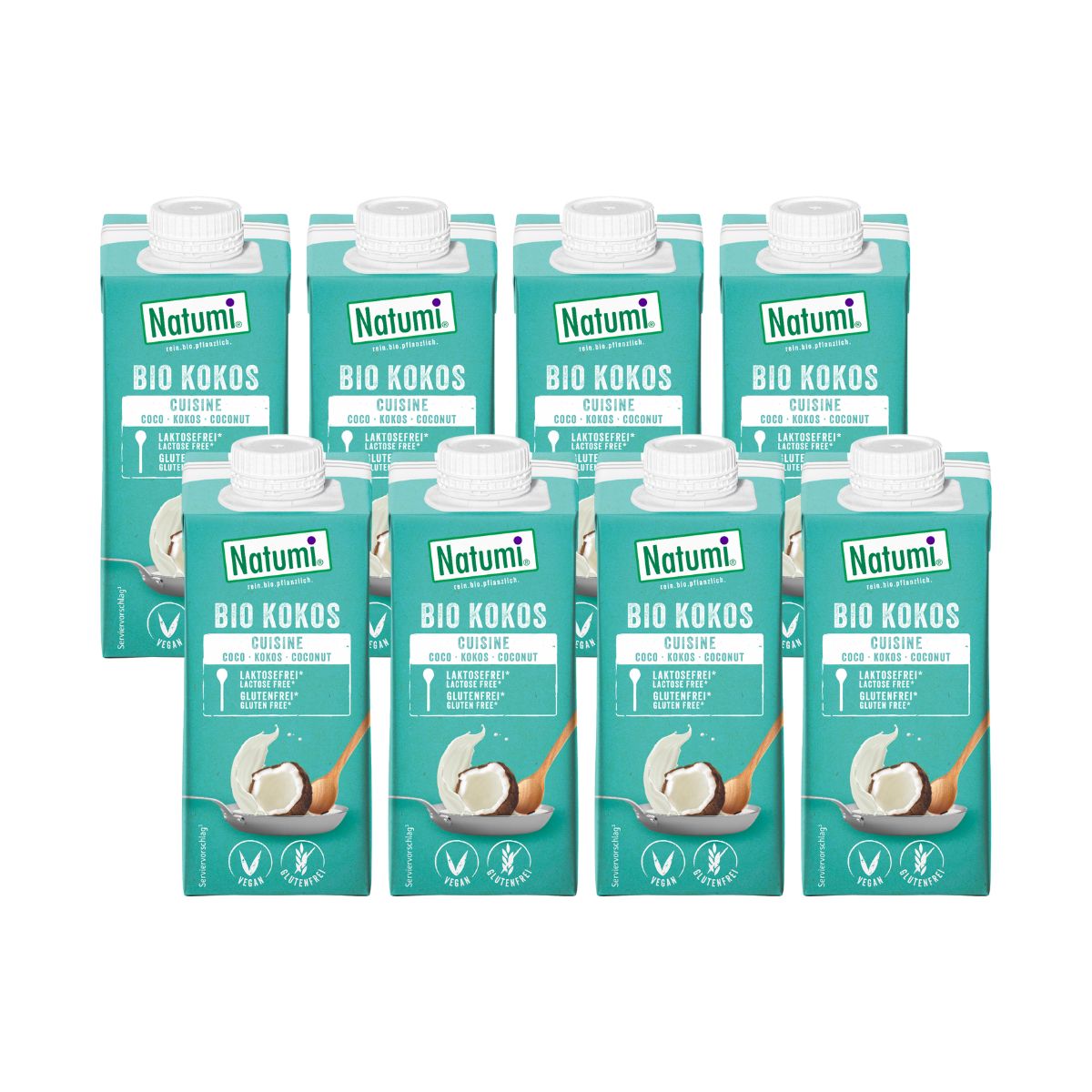 Pack 8uds Bebida de Coco Sin azúcar BIO Natumi 1 L