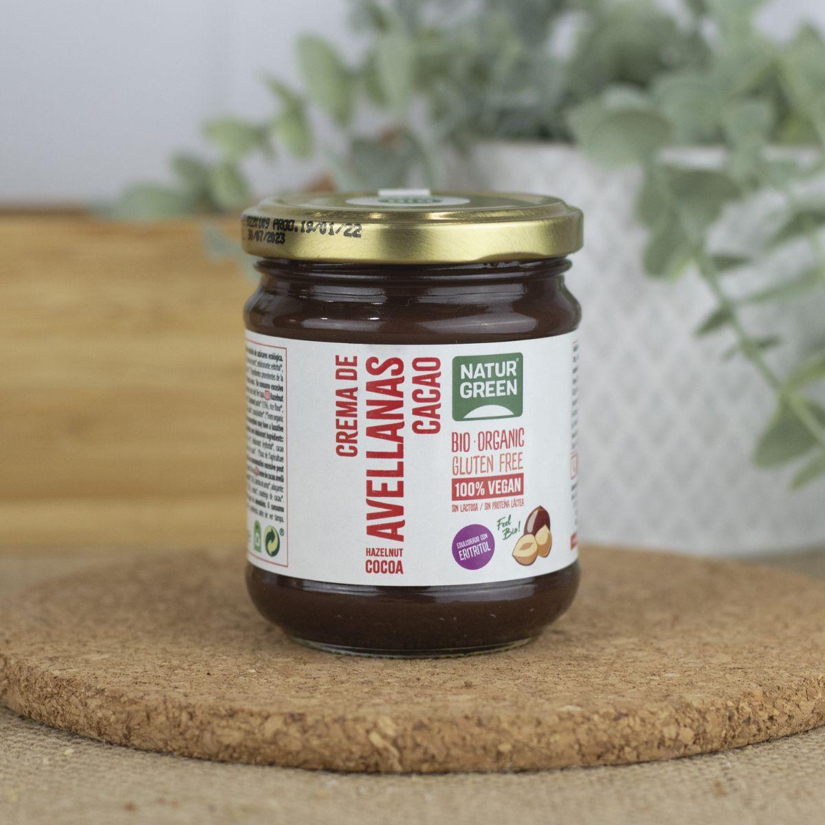 Crema de Avellanas y Cacao contenido reducido de azúcares Naturgreen 200 g