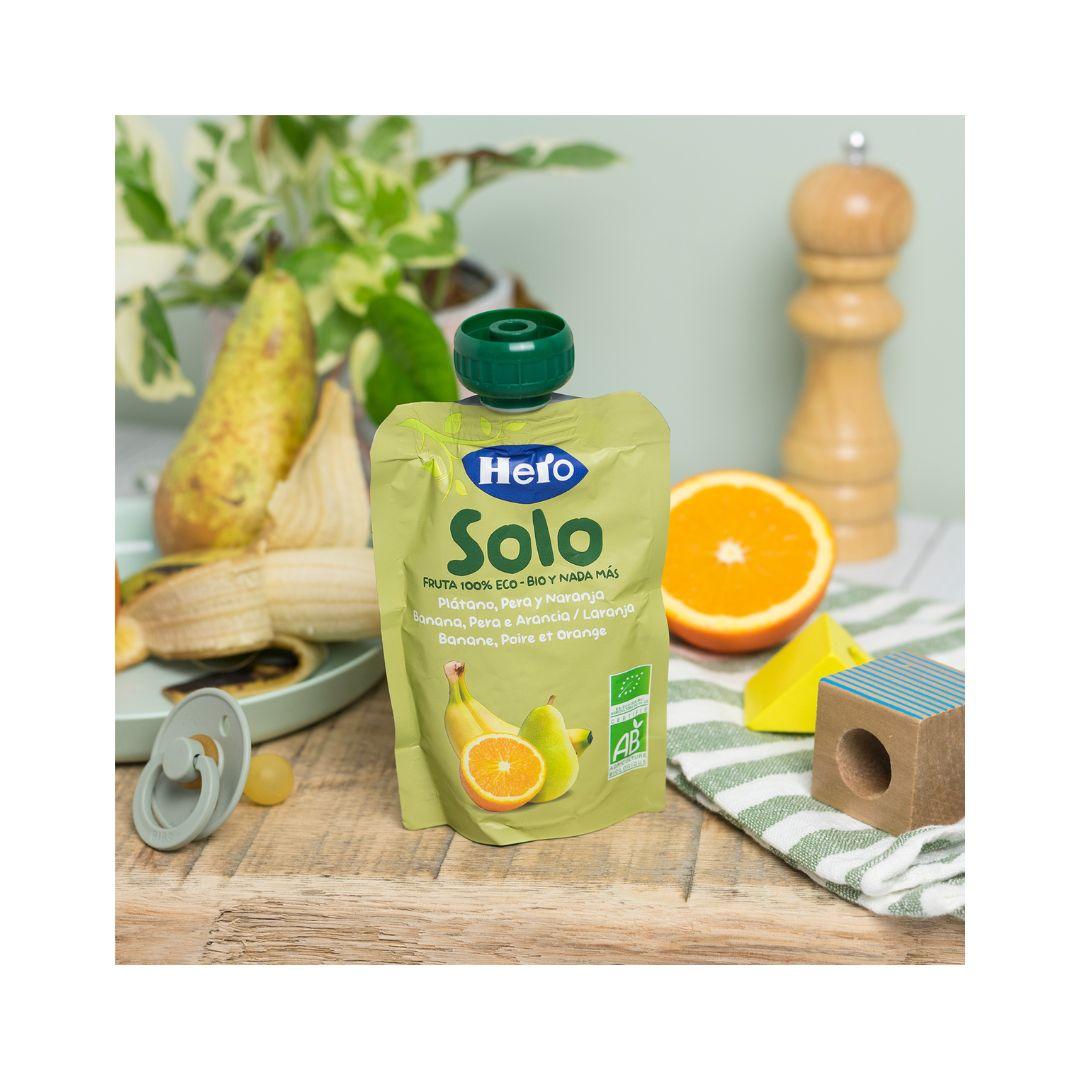 Bolsita Fruta 100 % Eco Sabor Plátano, Pera y Naranja 4x100 g-Hero Solo