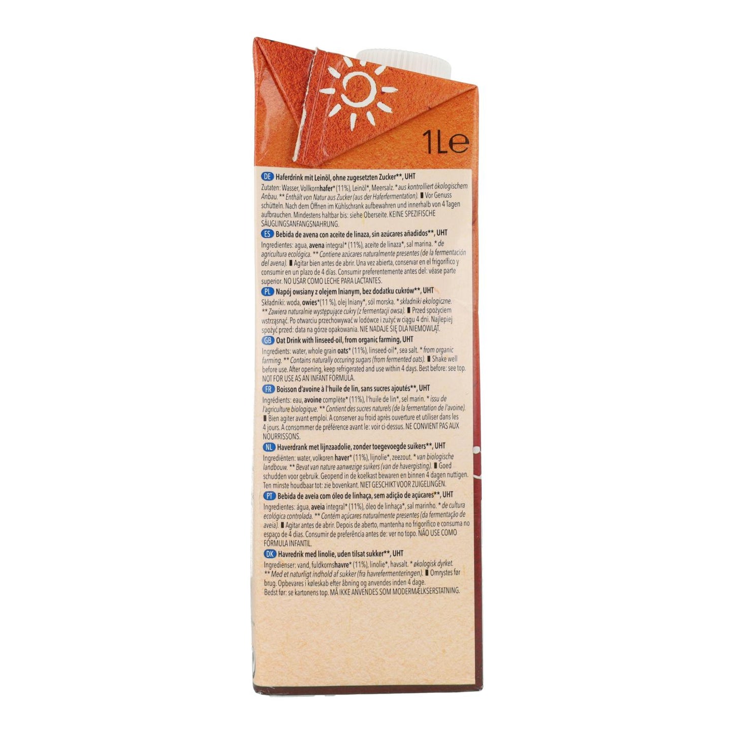 Pack 8 uds Bebida Avena con Omega 3 BIO Natumi 1 L