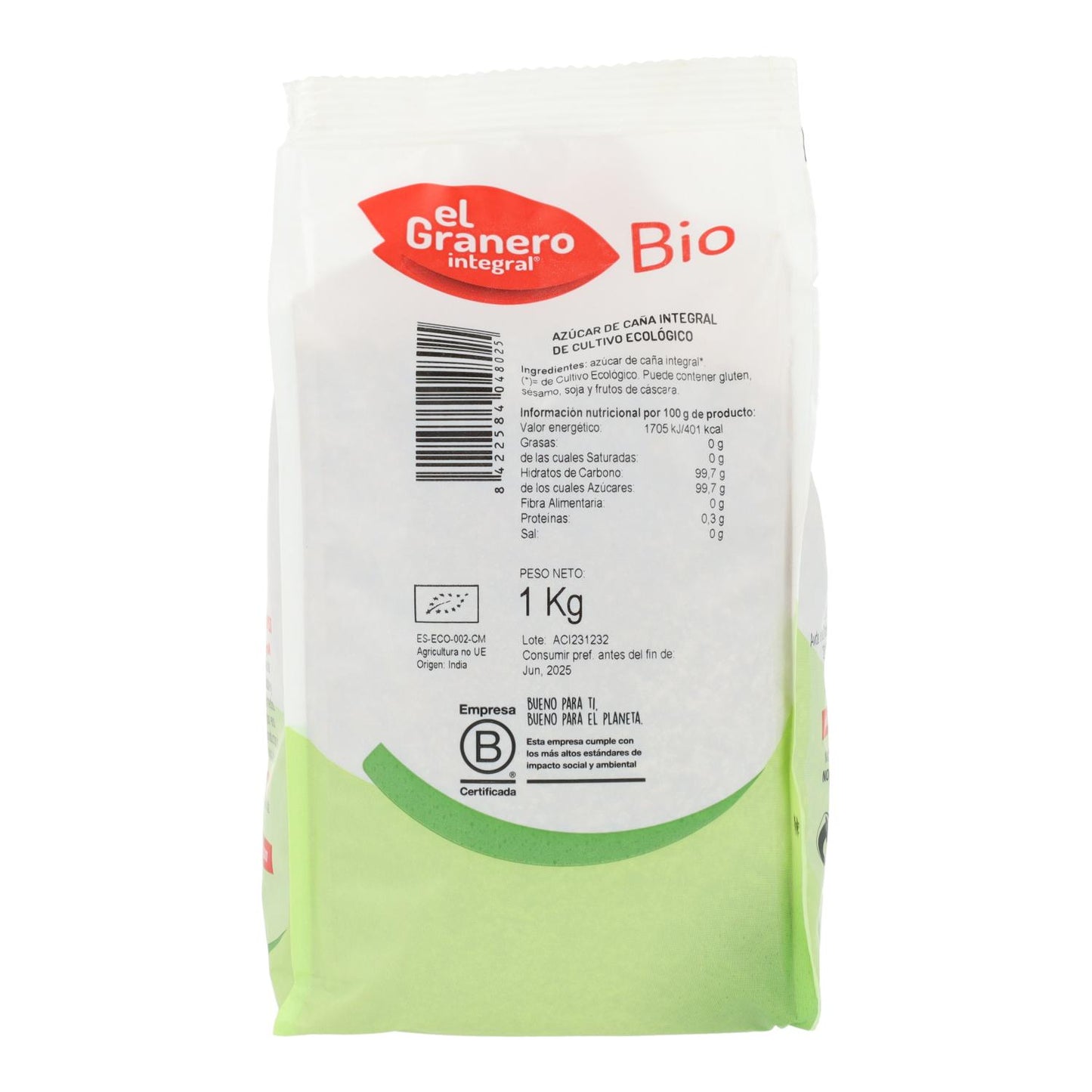 Azúcar de Caña Integral Bio El Granero, 1 kg