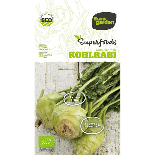 Semillas de Colinabo Kohlrabi Superschmelz ecológicas Vitalfoods