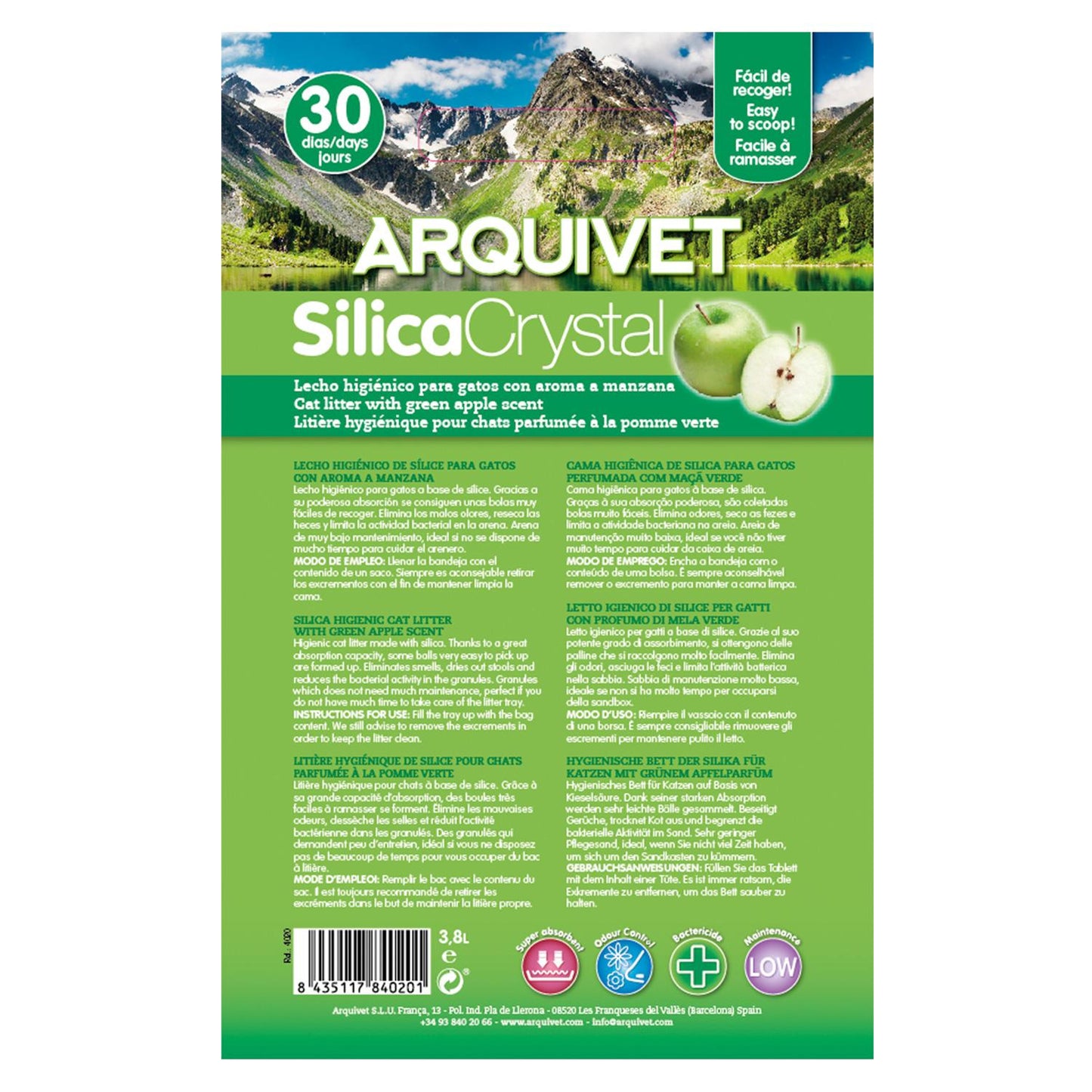 Arena de SilicaCrystal con Perfume de Manzana Verde Arquivet 3,8 L