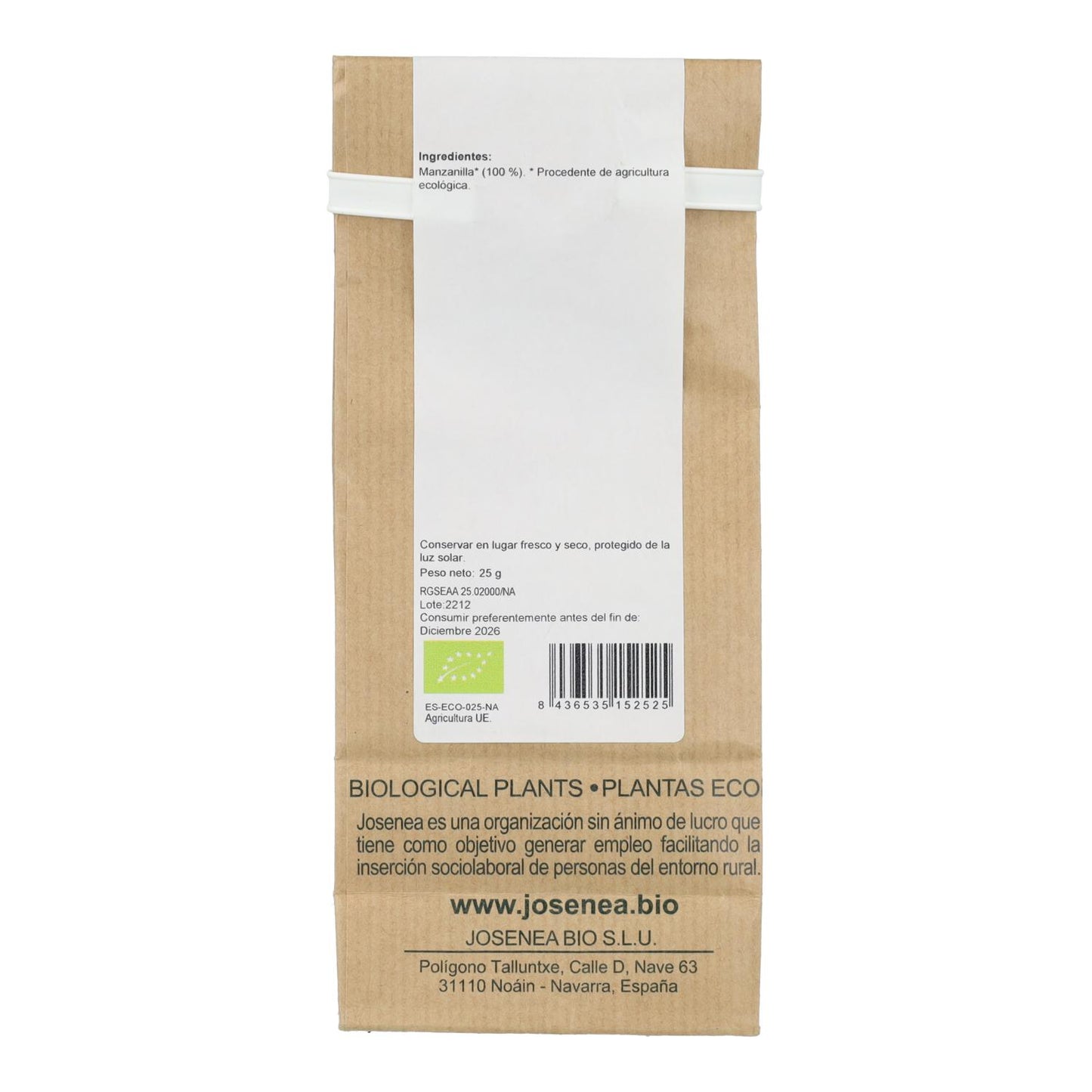 Manzanilla Bio Granel 25 Gr. Josenea