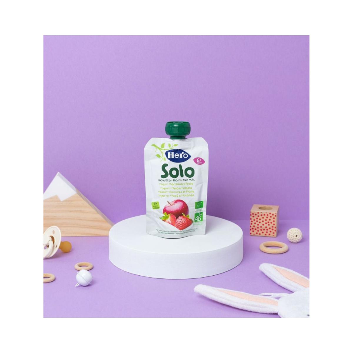 Pouch BIO de Yogur, Manzana y Fresa +6 meses 100gr. Hero Solo